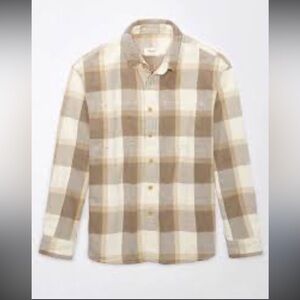 American Eagle Outfitters Brown and Cream Flannel Shirt
